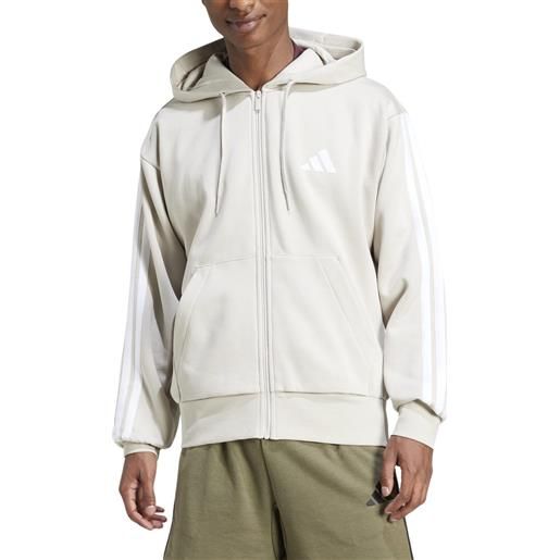 Adidas felpa da uomo con cappuccio essentials 3-stripes beige