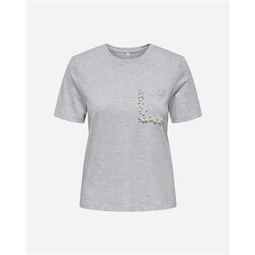 Only taschino perle w - t-shirt - donna - grigio