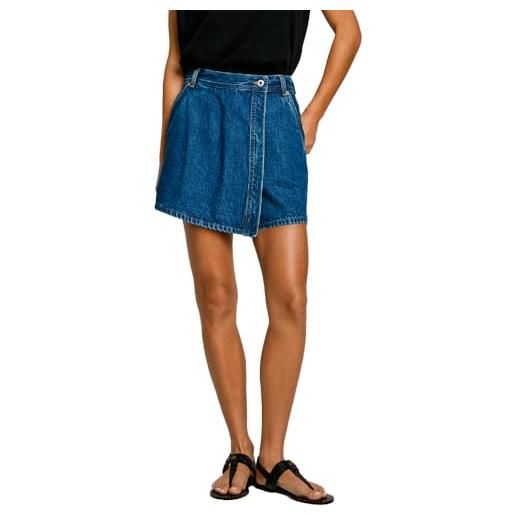 Pepe Jeans regular skort hw pantaloncini, blu (denim-id3), 29w donna