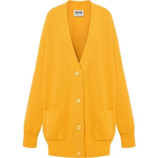 MOSCHINO JEANS cardigan oversize con scollo a v - giallo
