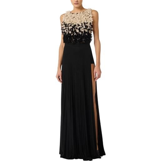 ELISABETTA FRANCHI abito red carpet in tulle e jersey lurex - abr4462e2 - nero