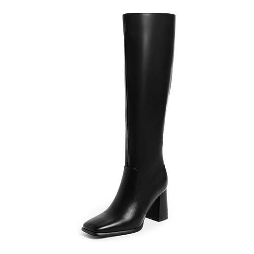 Stivali Sopra Il Ginocchio Da Donna Stivali Alti Alla Coscia Con Tomaia In Pelle Scamosciata Con Stampa Leopardata Con Tacco Grosso P970704