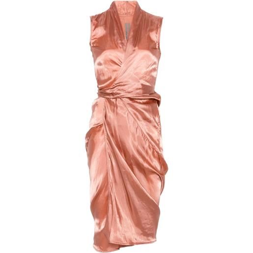 Rick Owens abito midi smanicato a portafoglio - rosa