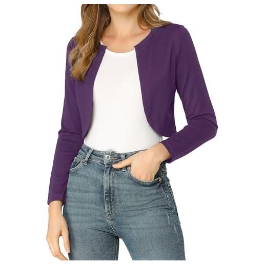 Allegra K coprispalle bolero da donna con orlo curvo e apertura frontale, viola scuro, m