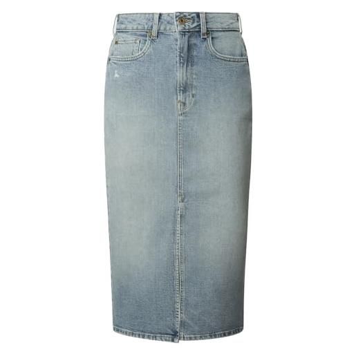 Pepe Jeans gonna midi donna hw, blu (denim-2wb), s