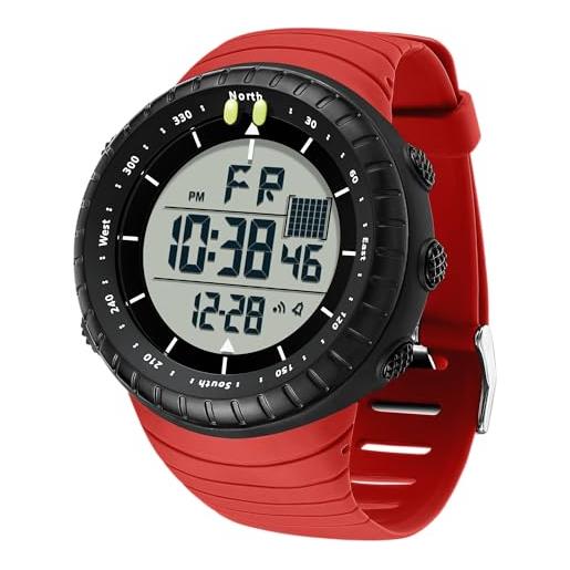 Gosasa Orologio sportivo da uomo, multifunzione, stile militare, con funzione S-Shock, digitale, a LED, impermeabile, con allarme, 8007_Verde militare, Sport
