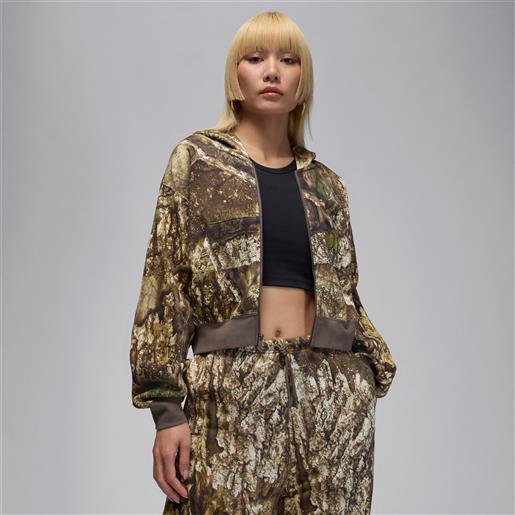 Jordan felpa corta con cappuccio e zip a tutta lunghezza realtree mod crop Jordan brooklyn fleece - donna - bianco