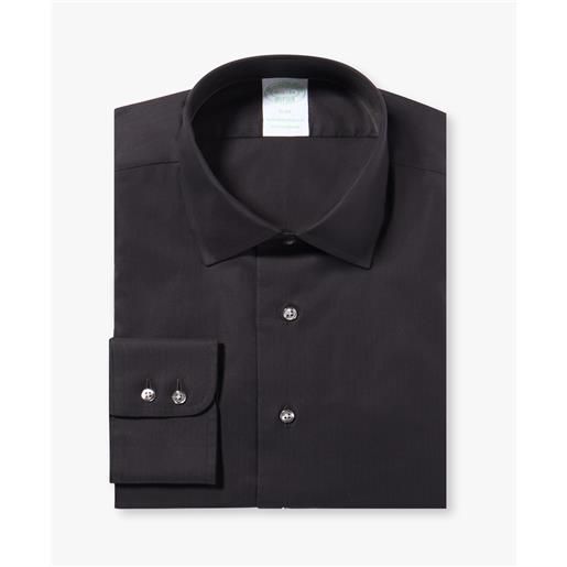 Brooks Brothers camicia slim fit supima a spina di pesce non-iron con collo ainsley nero