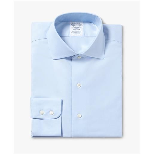 Brooks Brothers camicia celeste regular fit non-iron in cotone elasticizzato con collo semi francese blu pastello