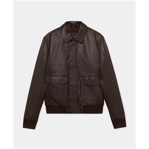 Brooks Brothers giacca in pelle marrone scuro