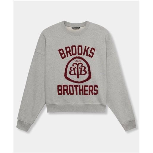 Brooks Brothers felpa in cotone con logo grigio