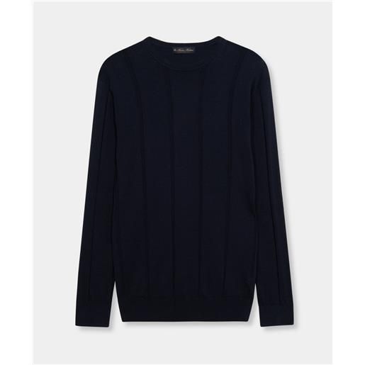 Brooks Brothers maglia girocollo in cotone-lino blu marino