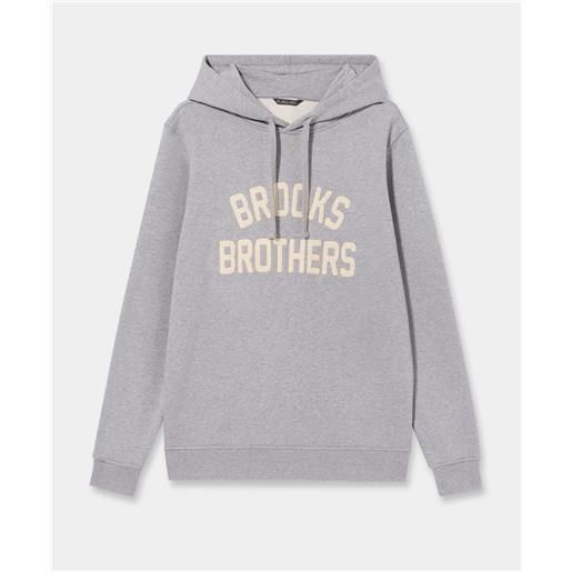 Brooks Brothers felpa in spugna con cappuccio e logo ricamato grigio chiaro