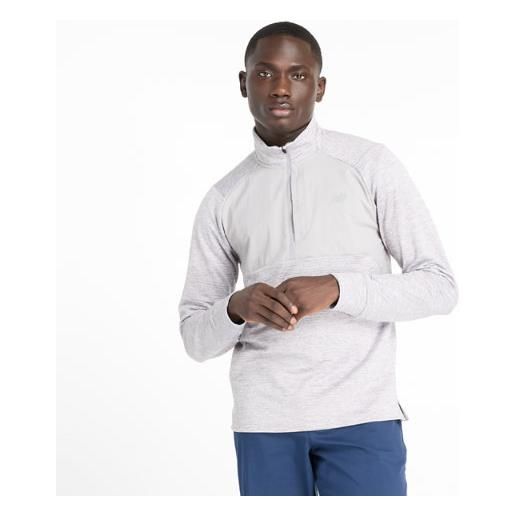 New Balance uomo rc essential heat grid 1/2 zip in grigio, maglia di poliestere, taglia 2xl