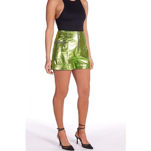 D'Arienzo pantaloncino sfoderato in pelle laminata verde effetto liscio D'Arienzo