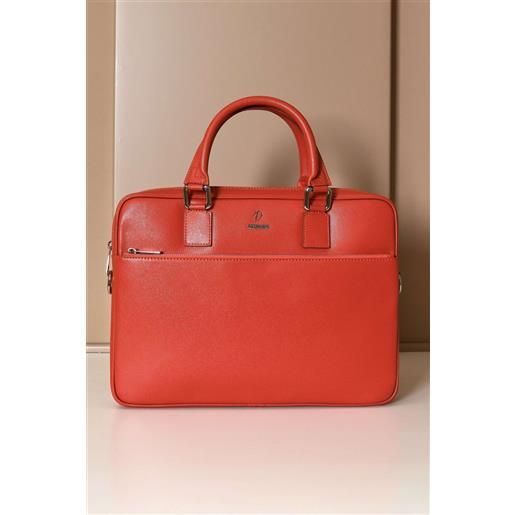 D'Arienzo borsa ventiquattrore in pelle di vitello arancione saffiano tasca zip D'Arienzo