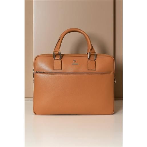D'Arienzo borsa ventiquattrore in pelle di vitello cuoio saffiano tasca zip D'Arienzo