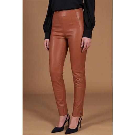 D'Arienzo leggings in pelle cognac elasticizzata effetto liscio D'Arienzo