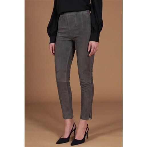 D'Arienzo leggings in pelle scamosciata elasticizzata colore grigio D'Arienzo