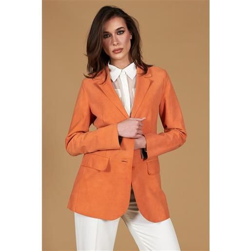 D'Arienzo giacca blazer in pelle scamosciata colore arancione D'Arienzo