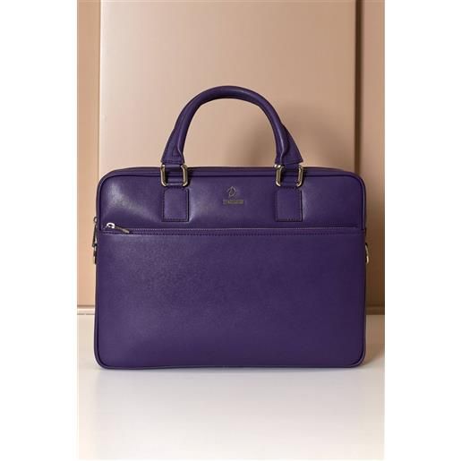 D'Arienzo borsa ventiquattrore in pelle di vitello viola saffiano tasca zip D'Arienzo
