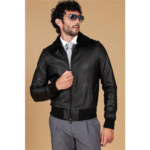 Giacca da Uomo Vero Montone Stile Pilota Aviatore Marrone Nocciola Marrone M