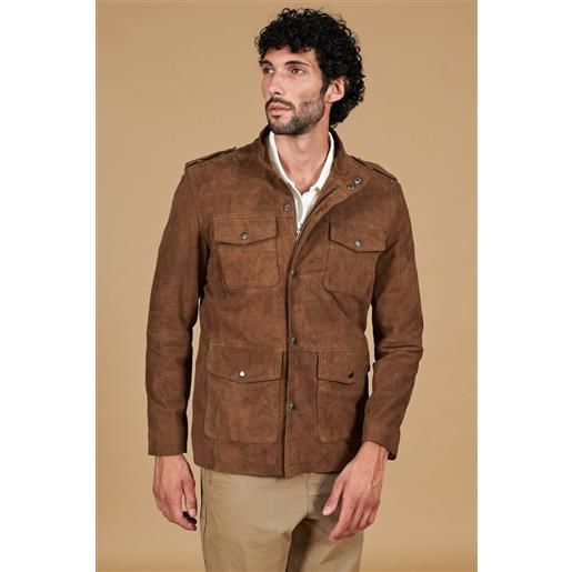 D'Arienzo sahariana camoscio color fango uomo con tasche applicate D'Arienzo