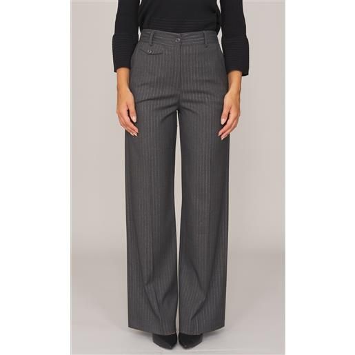 WHITE WISE pantalone palazzo WHITE WISE gessato in lurex, colore grigio