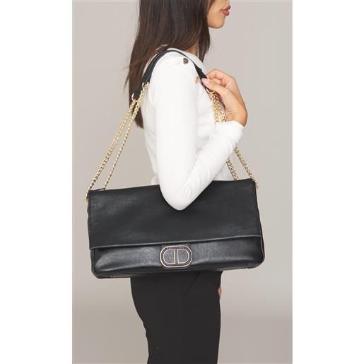 TWINSET borsa TWINSET con tracolla e patta con logo, colore nero