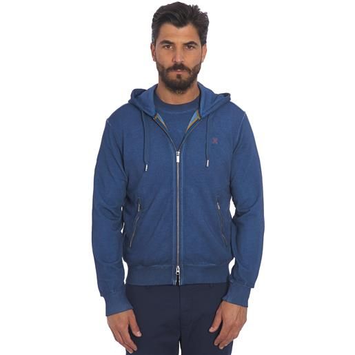 SUN 68 felpa SUN 68 dyed con cappuccio e zip avio, colore avio