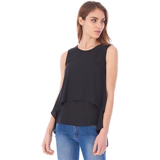 Trussardi blusa trussardi jeans asimmetrica, colore nero