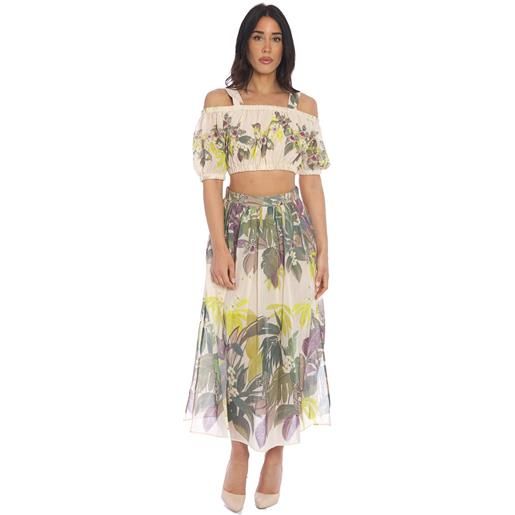 TWINSET completo top e gonna TWINSET a fantasia, colore verde