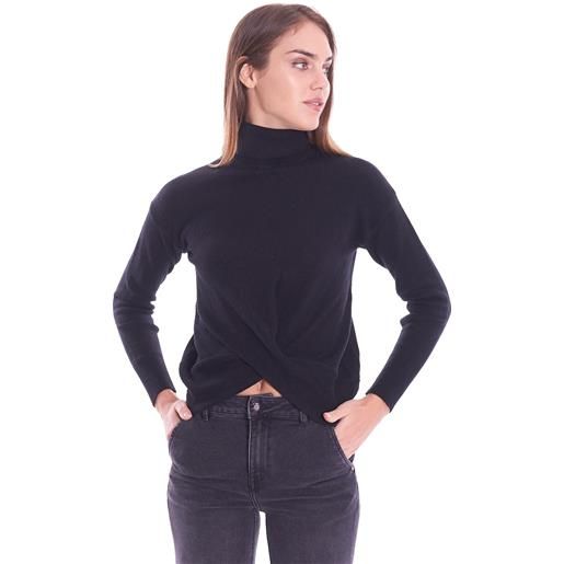 WHITE WISE maglia WHITE WISE collo alto ad incrocio, colore nero