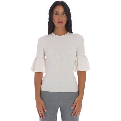 TWINSET maglia TWINSET a coste con volant, colore bianco
