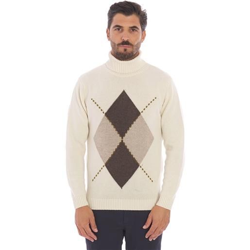 PRIVATI FIRENZE maglia dolcevita PRIVATI FIRENZE a rombi, colore panna