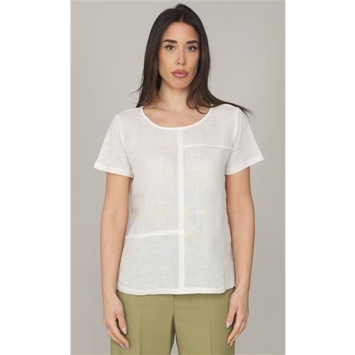 MARIA BELLENTANI t-shirt MARIA BELLENTANI in puro lino con scollo a barca, colore panna