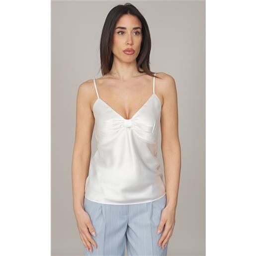 TWINSET ACTITUDE top TWINSET ACTITUDE in raso con fiocco, colore bianco