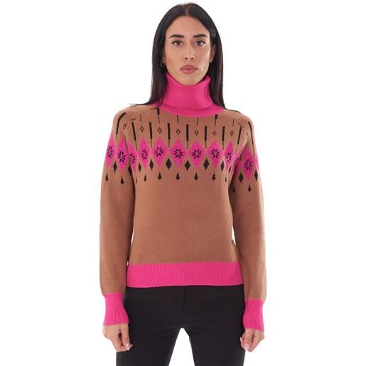 WHITE WISE maglia collo alto WHITE WISE fair isle, colore cammello