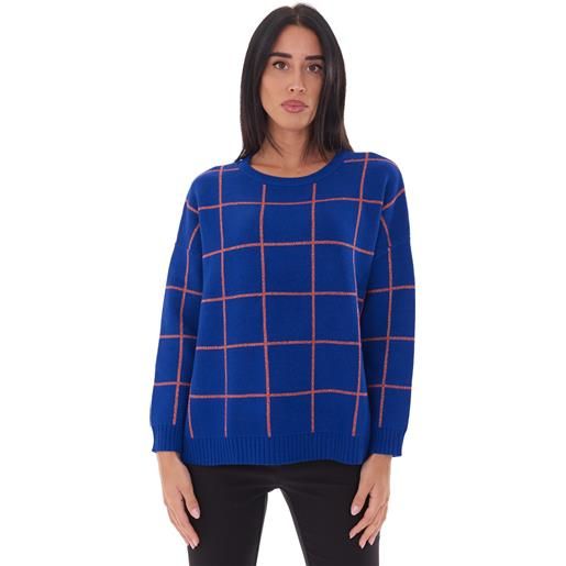 WHITE WISE maglia girocollo WHITE WISE a quadri over fit, colore bluette