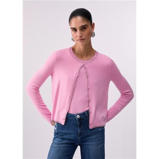 LIUJO liu jo cardigan con spacchetti, pesca