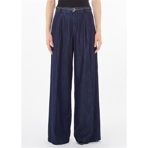 LIUJO liu jo jeans flare con pinces, denim blu scuro