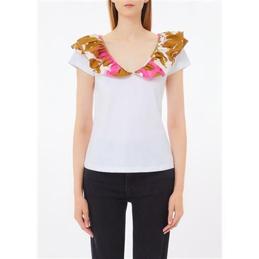 LIUJO liu jo t-shirt con rouches stampata, bianco/floreale