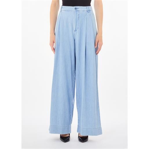 LIUJO liu jo jeans ampi in denim gessato, denim blu chiaro