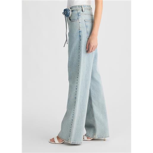 LIUJO liu jo jeans baggy con cintura floreale, denim blu