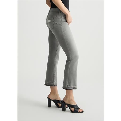 LIUJO liu jo jeans bootcut con orli sfrangiati, denim grigio
