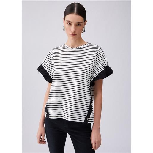 Kanpola Maglietta Tunica Lunga Donna Maniche Corte - Stampa Floreale Grigia - Top Estivo Morbido E Casual Taglia 44