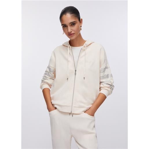 Liu jo felpa con zip e cappuccio, champagne