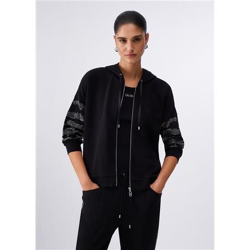 Liu jo felpa con zip e cappuccio, nero