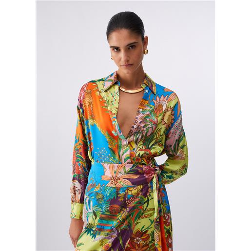Liu jo camicia in raso stampato, multicolor