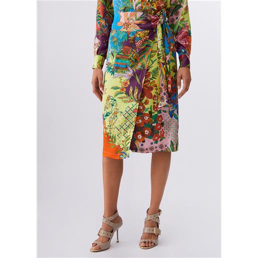 Liu jo gonna lunga in raso stampato, multicolor